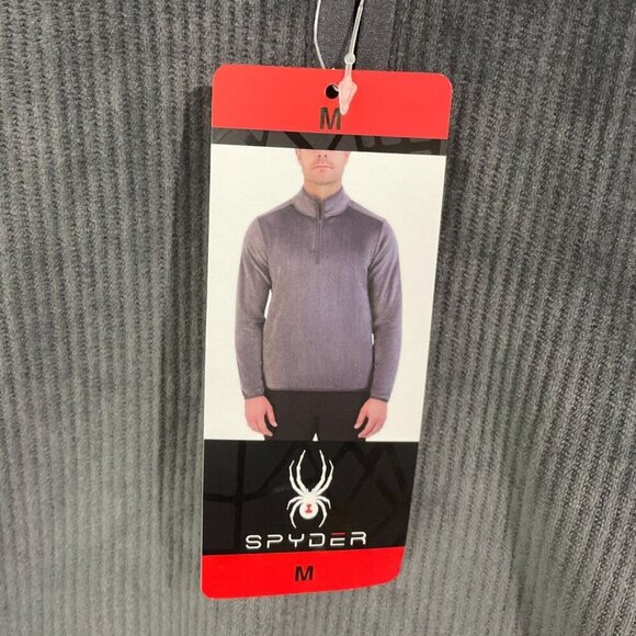 NEW Spyder Mens M Gray 1/4 Zip Pullover Sweatshirt Polyester  Blend Ribbed - Picture 6 of 9